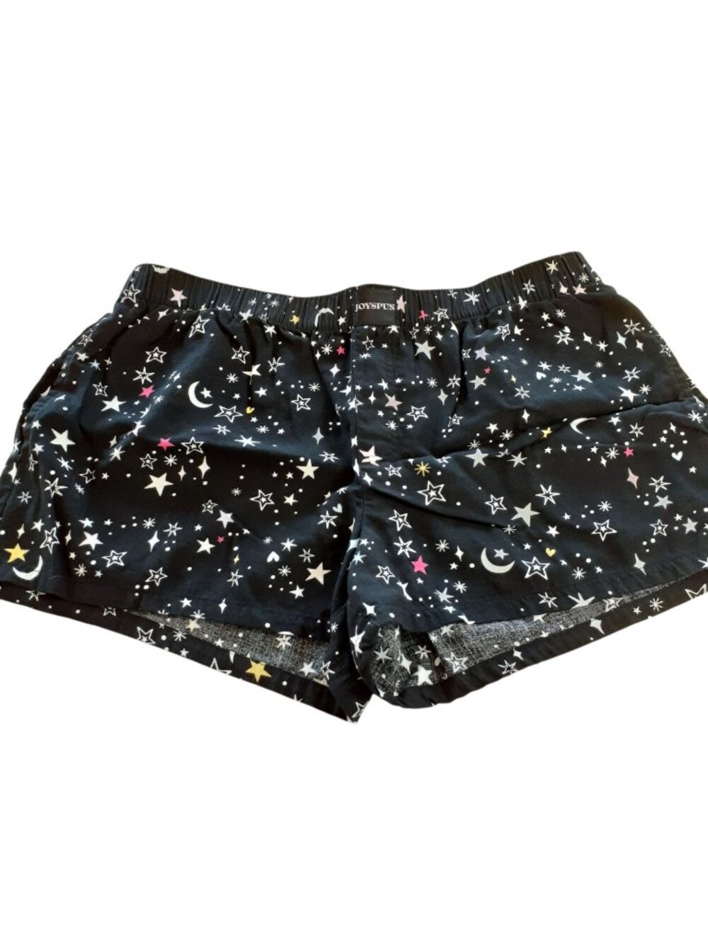 Joyspun Womens Pajama Shorts Medium Black Soot Stars Print Elastic Waist